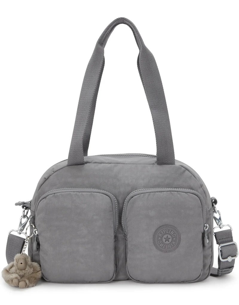 كيبلينغ حقيبة كتف رمادية متوسطة بتصميم جذاب مع حزام كتف قابل للإزالة - Image 1